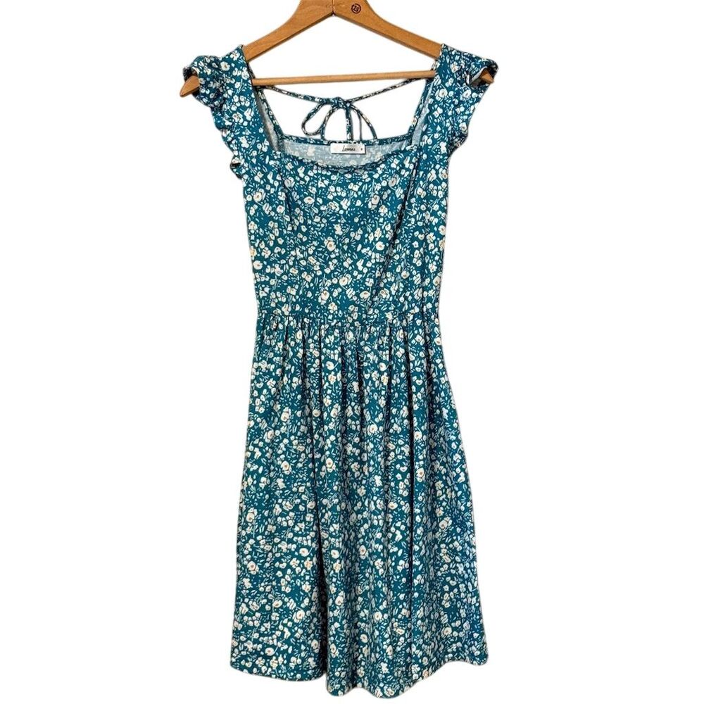 Loemes Women's Blue Floral Fit & Flare Sundress w/ Pockets Size S